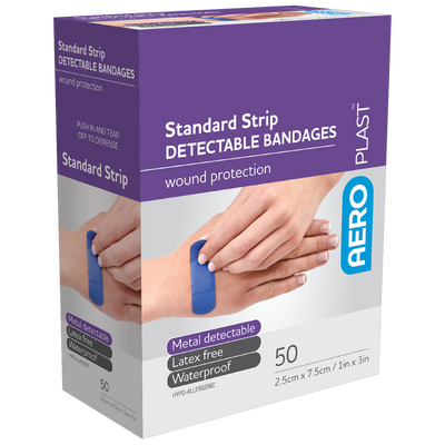 Standard Metal Detectable Strips 7.5 x 2.5cm Box/50